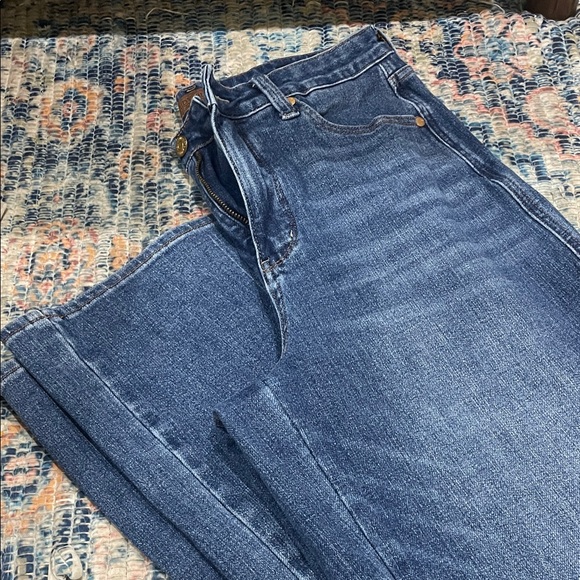 Judy Blue High Rise Tummy Control Retro Wide Leg Dark Denim Blue Jeans - Picture 4 of 7